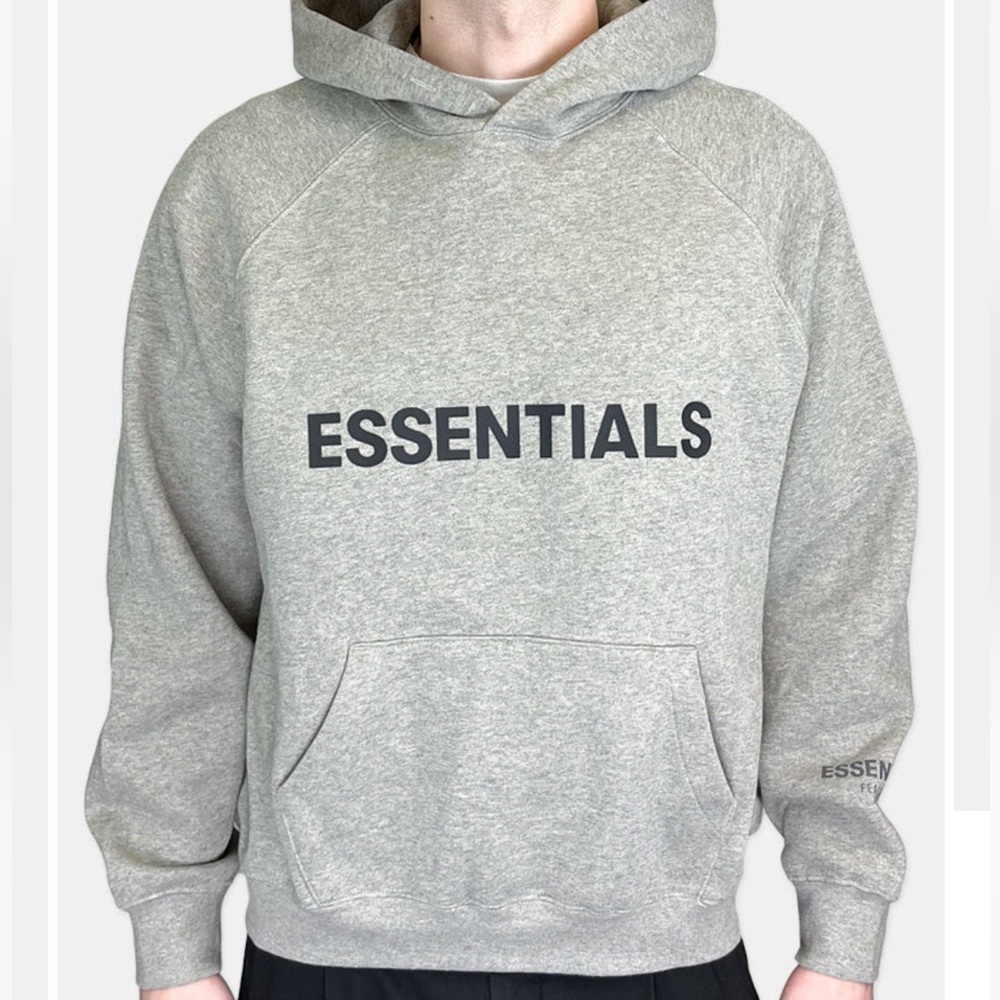 NEW Essentials Oversized Hoodie Heather Oatmeal Front Logo FW21 AUTHENTIC 💯